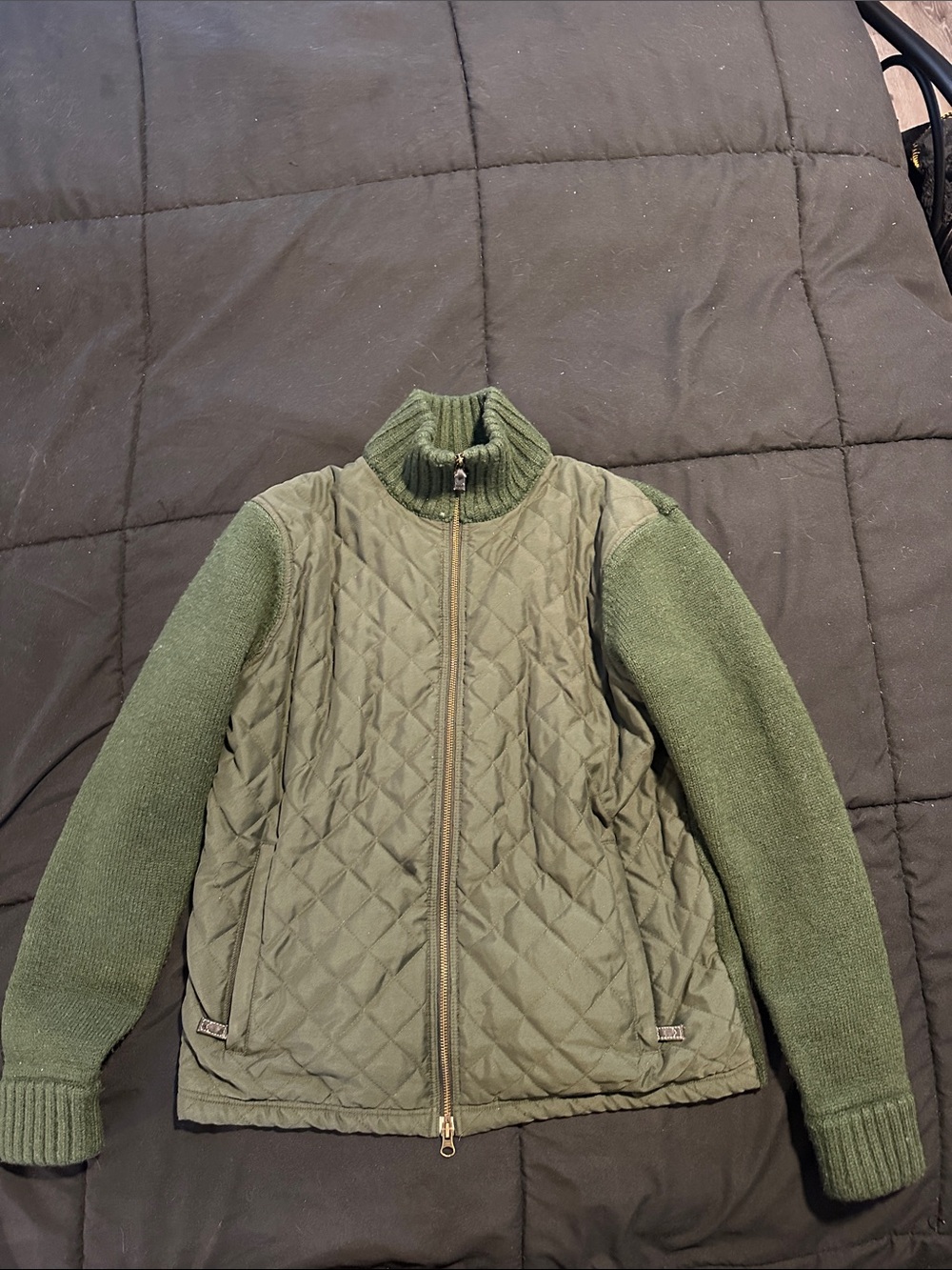 Michael Kors Dark Olive Ribbed Knit Cardigan